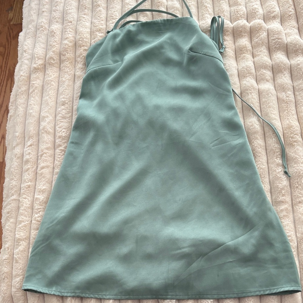 Elegant Halter Neck Dress in Light Green